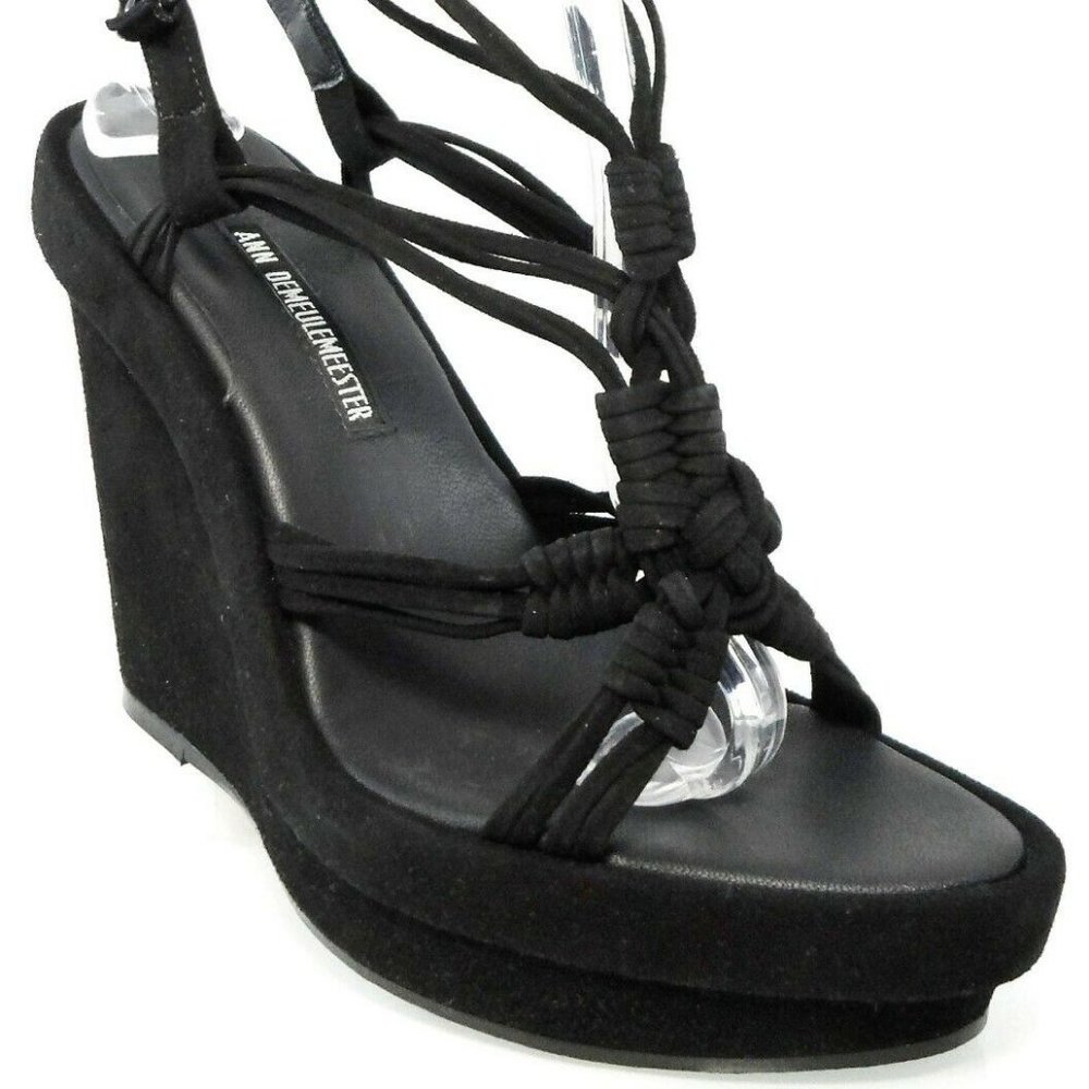 NIB$1025 RUNWAY ANN DEMEULEMEESTER KNOTTED STRAPS ANKLE WRAP WEDGES PLATFORM 11 - Picture 2 of 7